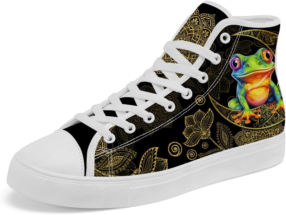 Кеды Frog с высоким берцем, высокие холщовые кроссовки на шнуровке, повседневная обувь для женщин и мужчин Chebing, 619 Gold
Кеды Frog с высоким берцем, высокие холщовые кроссовки на шнуровке, повседневная обувь для женщин и мужчин Chebing, 619 Gold