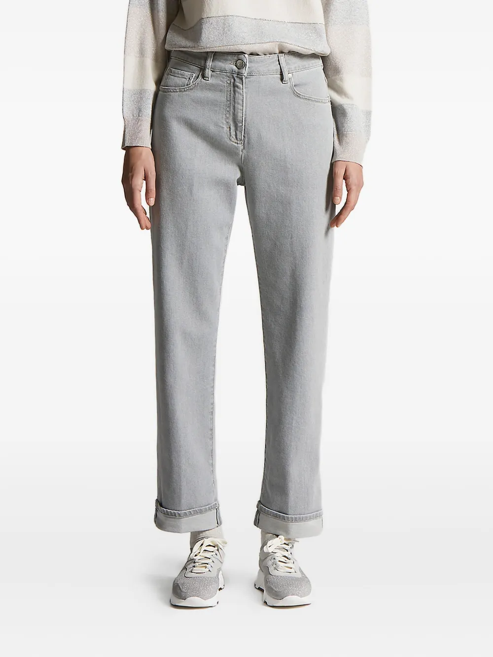 Джинсы с нашивками-логотипами и манжетами Peserico, серый
Джинсы с нашивками-логотипами и манжетами Peserico, серый