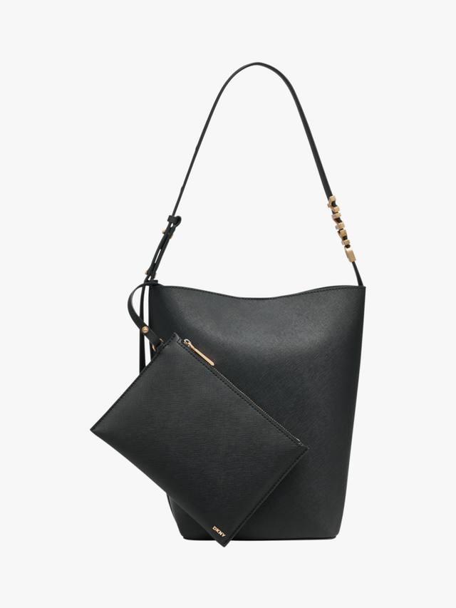 Кожаная сумка-ведро Avril DKNY, Black/Gold
Кожаная сумка-ведро Avril DKNY, Black/Gold