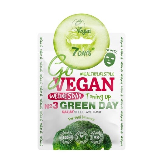7Days, GoVegan, среда Тканевая маска GREEN DAY, выравнивающая тон кожи и восполняющая витамины, экстракт брокколи, огурца и витамин Е, 25 г
7Days, GoVegan, среда Тканевая маска GREEN DAY, выравнивающая тон кожи и восполняющая витамины, экстракт брокколи, огурца и витамин Е, 25 г