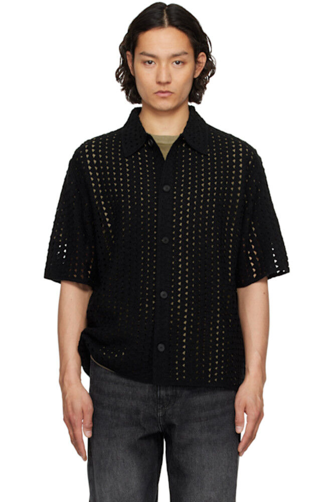 Черная рубашка с ажурным узором Solid Homme
Черная рубашка с ажурным узором Solid Homme