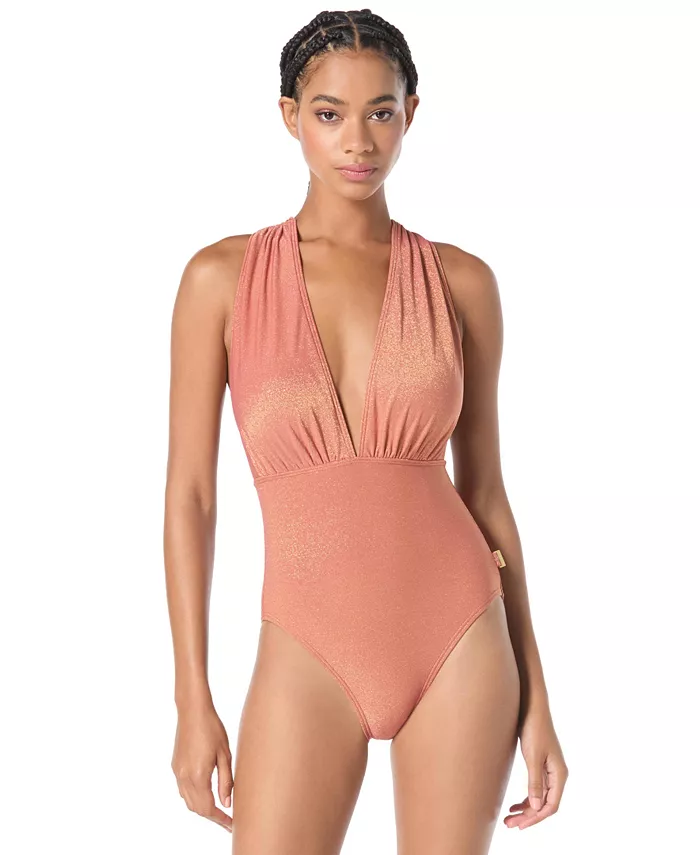 Женский блестящий слитный купальник с глубоким вырезом Vince Camuto, коричневый/бежевый
Женский блестящий слитный купальник с глубоким вырезом Vince Camuto, коричневый/бежевый