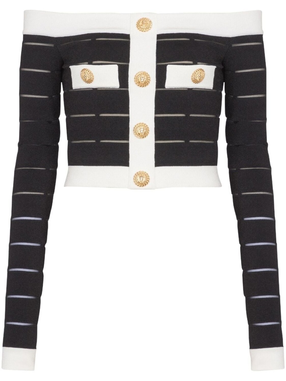 Balmain трикотажный топ с открытыми плечами, черный
Balmain трикотажный топ с открытыми плечами, черный