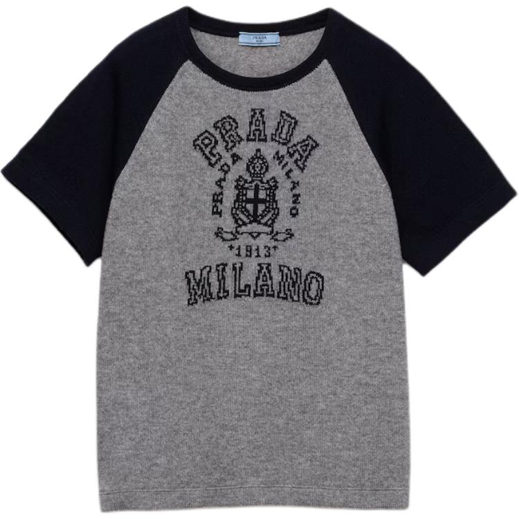 Logo intarsia T shirt PRADA, серый
Logo intarsia T shirt PRADA, серый