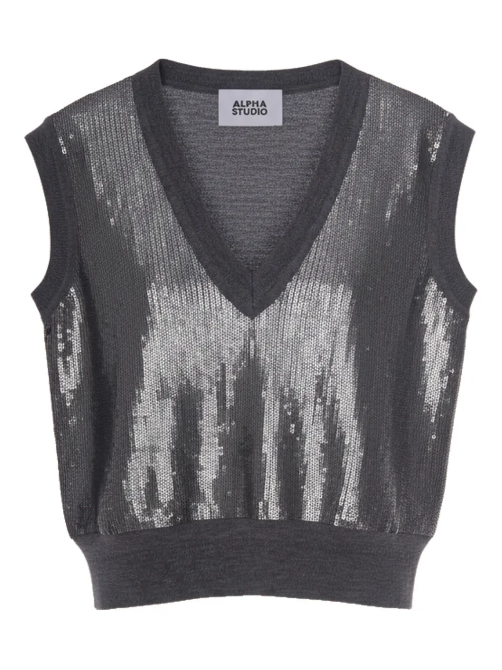 Свитер с V-образным вырезом и пайетками Alpha Studio, серый
Свитер с V-образным вырезом и пайетками Alpha Studio, серый