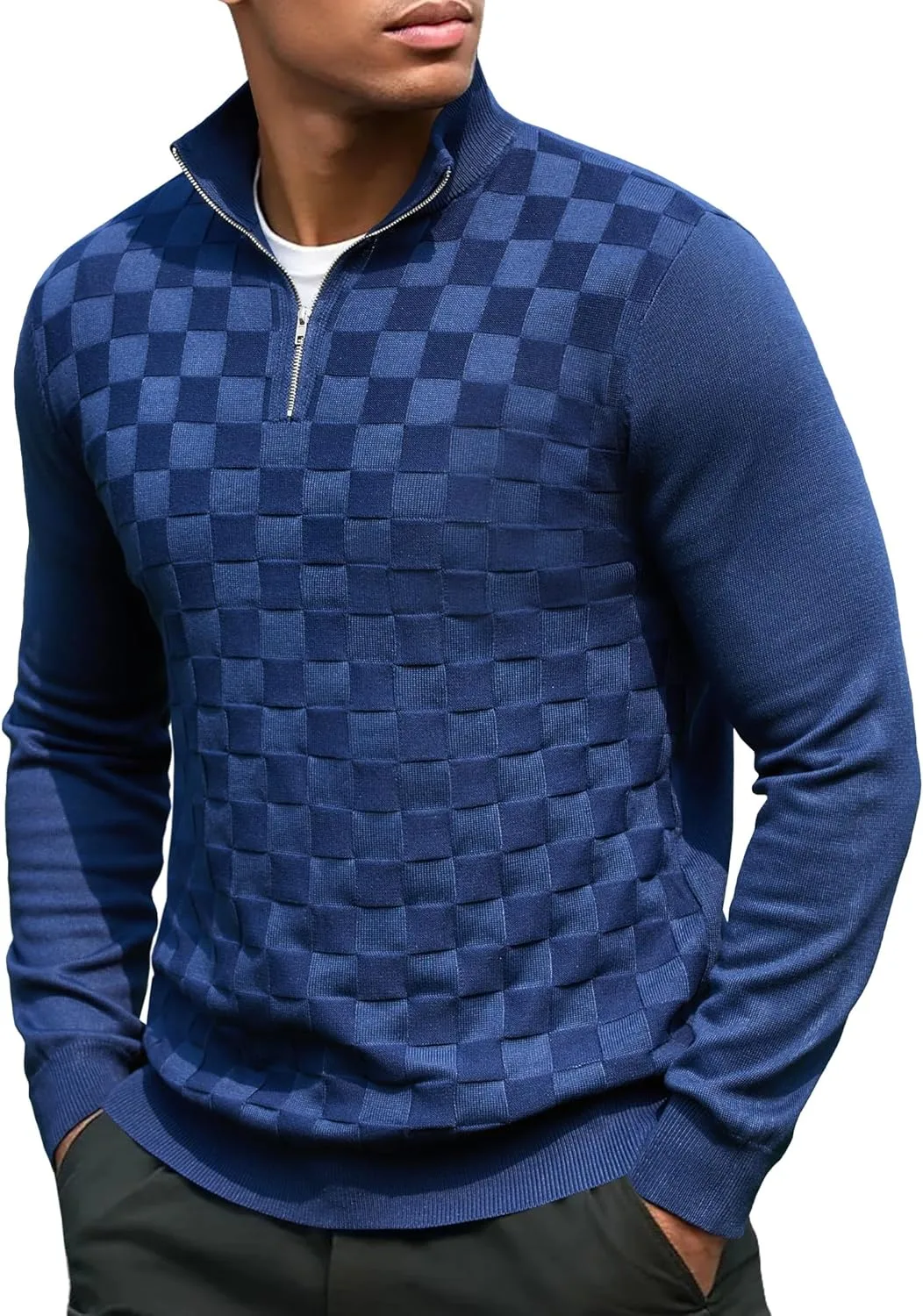 Свитер мужской COOFANDY с воротником-стойкой, длинный рукав, клетка
Свитер мужской COOFANDY с воротником-стойкой, длинный рукав, клетка