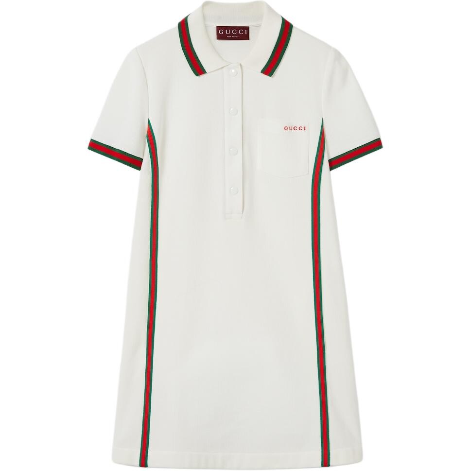 Платье Gucci с короткими рукавами, белый / красный 
Платье Gucci с короткими рукавами, белый / красный