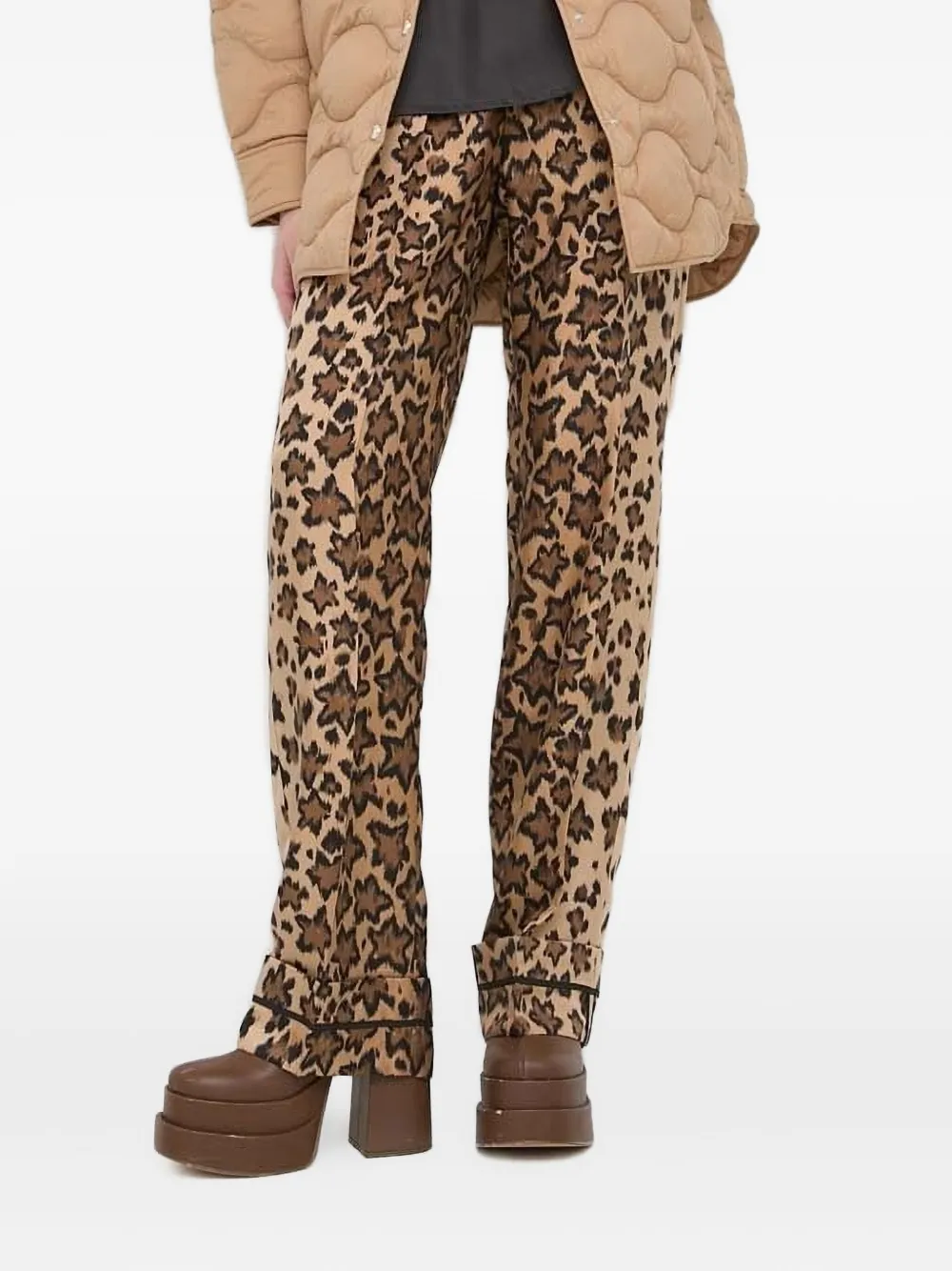 Брюки с боковыми карманами и леопардовым принтом RED Valentino, коричневый 
Брюки с боковыми карманами и леопардовым принтом RED Valentino, коричневый