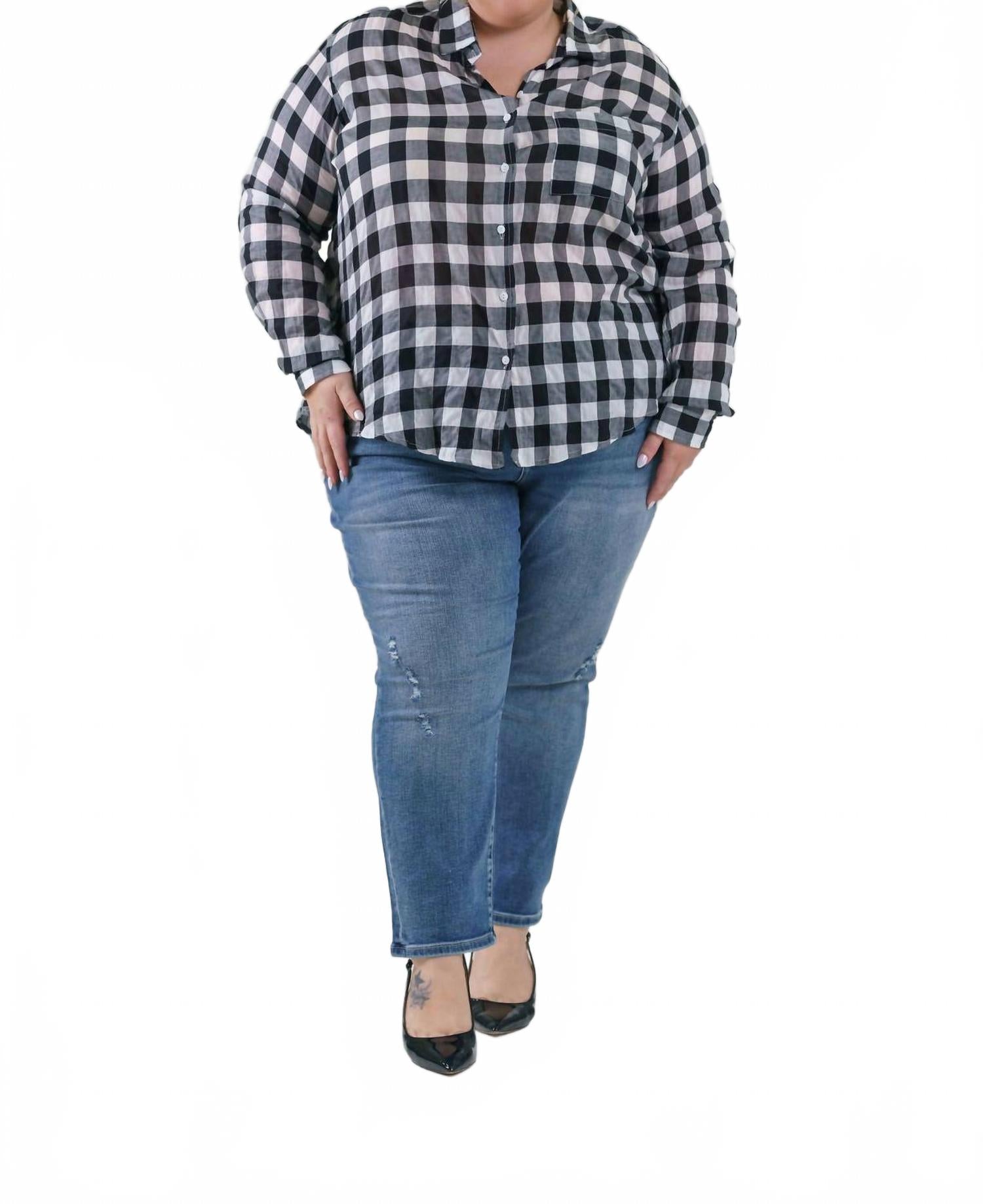 Кат рубашка на пуговицах плюс размера в черно-белую клетку Jill McGowan
Кат рубашка на пуговицах плюс размера в черно-белую клетку Jill McGowan