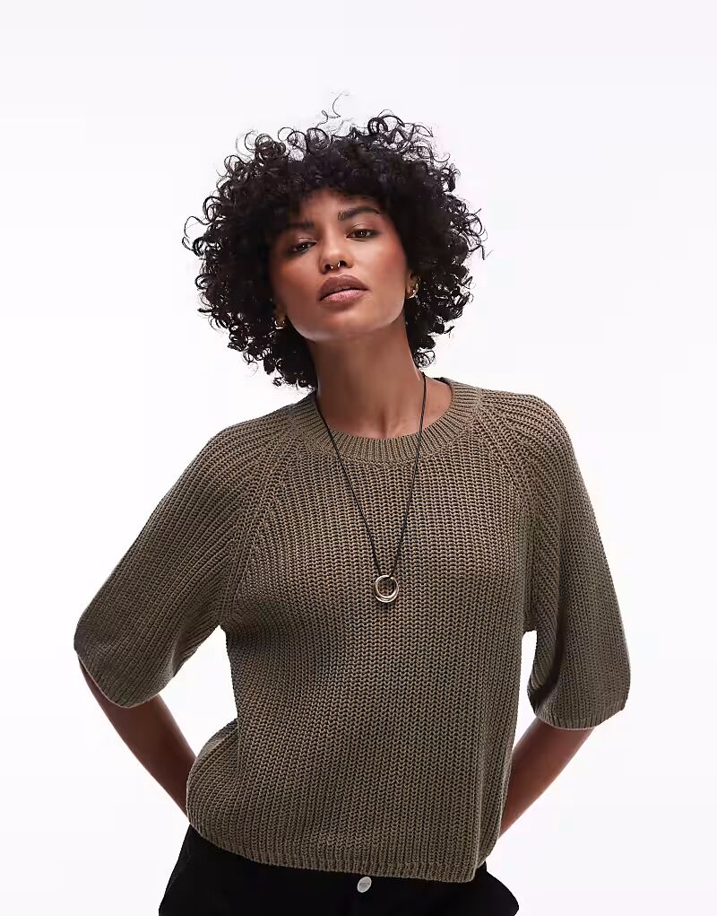 ARKET свитер с короткими рукавами ажурной вязки цвета хаки
ARKET свитер с короткими рукавами ажурной вязки цвета хаки