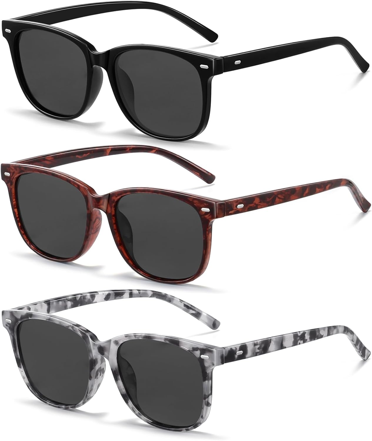 Комплект из 3 поляризованных солнцезащитных очков Wzerry для женщин - модные очки в крупной оправе, легкие, с линзами, защищающими от УФ-излучения UV400, Black/Grey + Purple Tortoise/Grey + White Tortoise/Grey
Комплект из 3 поляризованных солнцезащитных очков Wzerry для женщин - модные очки в крупной оправе, легкие, с линзами, защищающими от УФ-излучения UV400, Black/Grey + Purple Tortoise/Grey + White Tortoise/Grey