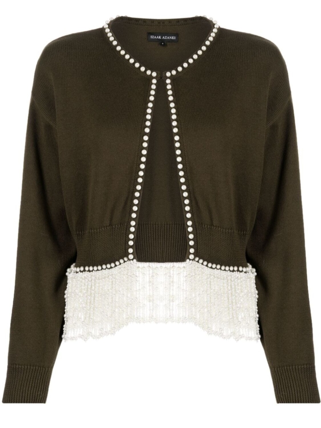 Izaak Azanei шерстяной кардиган с жемчугом, зеленый 
Izaak Azanei шерстяной кардиган с жемчугом, зеленый