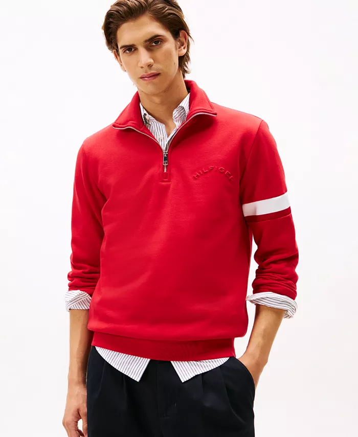 Мужская толстовка с четверть-молнией и полосатыми рукавами Tommy Hilfiger, красный
Мужская толстовка с четверть-молнией и полосатыми рукавами Tommy Hilfiger, красный