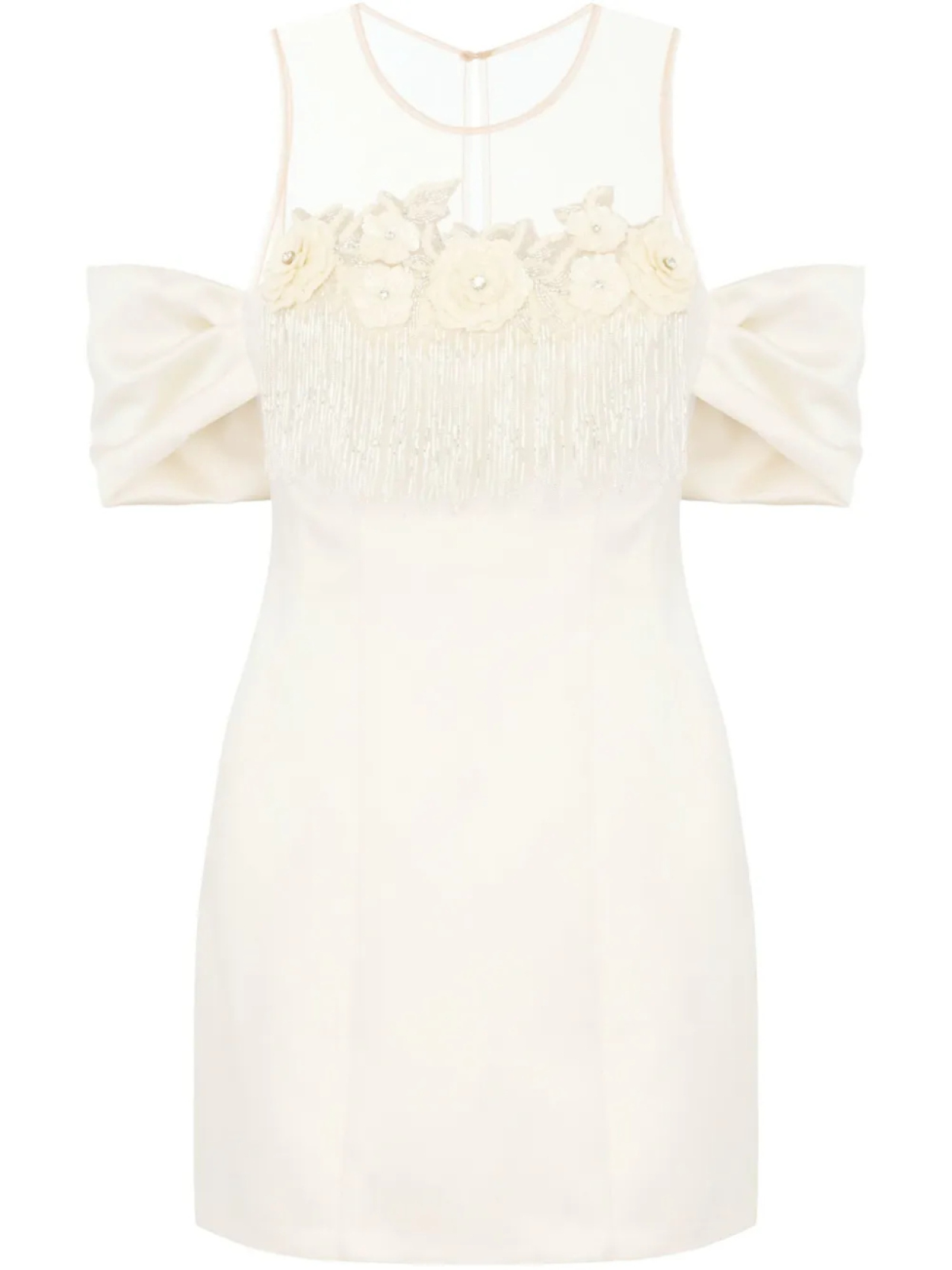 Атласное платье мини Elisabetta Franchi с цветочной вышивкой, нейтральный 
Атласное платье мини Elisabetta Franchi с цветочной вышивкой, нейтральный