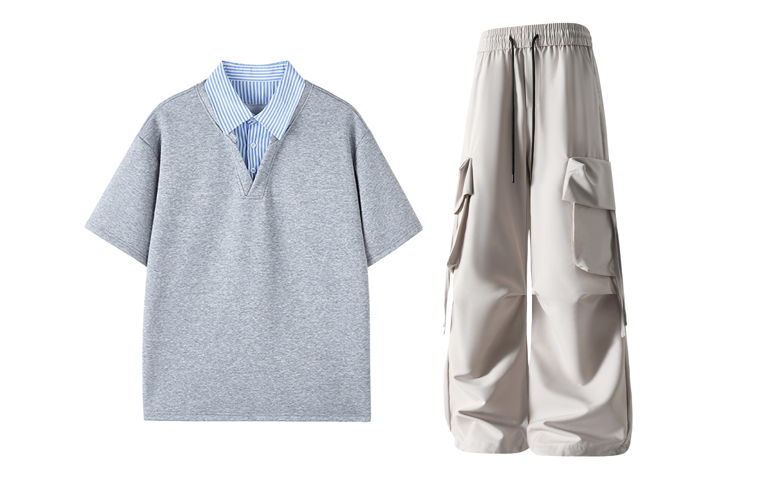 Повседневная спортивная одежда Unisex с лацканом Moderate X1617, серый short-sleeved+greige casual cargo pants
Повседневная спортивная одежда Unisex с лацканом Moderate X1617, серый short-sleeved+greige casual cargo pants