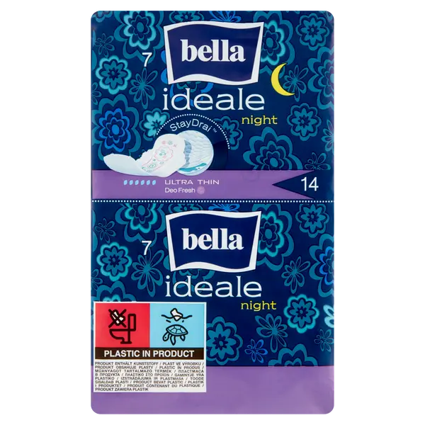 Гигиенические прокладки, 14 шт./1 упаковка. Bella Ideale night
Гигиенические прокладки, 14 шт./1 упаковка. Bella Ideale night