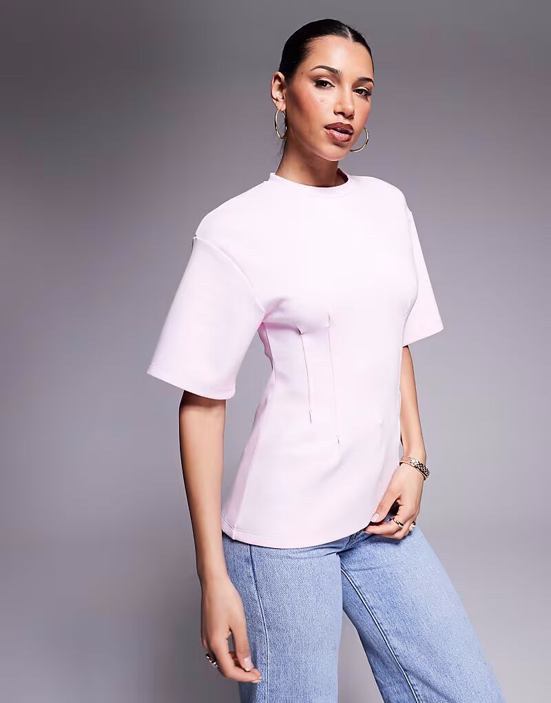 Футболка свободного кроя ASOS DESIGN с завязками и отделкой из интерлока розового цвета
Футболка свободного кроя ASOS DESIGN с завязками и отделкой из интерлока розового цвета