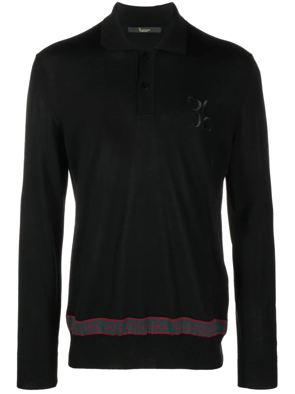 Рубашка поло с вышитым логотипом Billionaire, черный 
Рубашка поло с вышитым логотипом Billionaire, черный