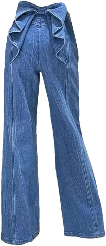 Женские джинсы с высокой талией и расклешенным силуэтом, дизайн с большим бантом и рюшами, Slim Fit
Женские джинсы с высокой талией и расклешенным силуэтом, дизайн с большим бантом и рюшами, Slim Fit