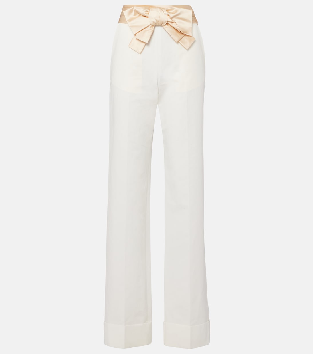 Прямые брюки из хлопка и льна с высокой талией Valentino, Avorio
Прямые брюки из хлопка и льна с высокой талией Valentino, Avorio