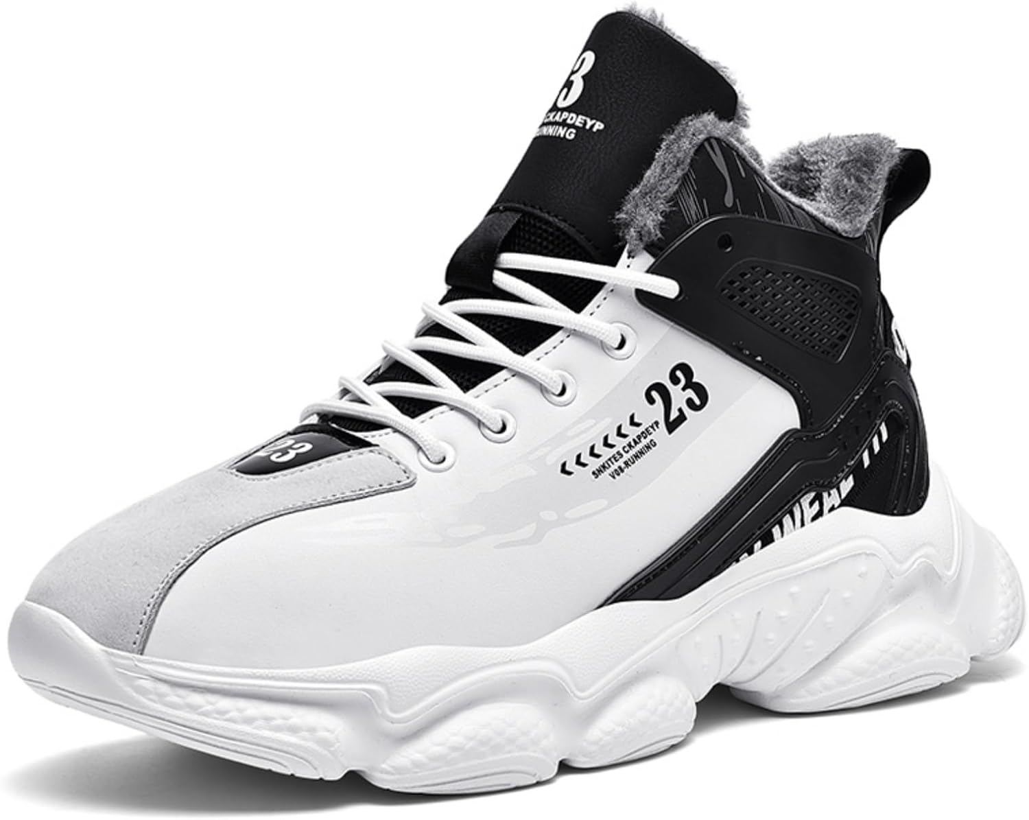 Мужские модные кроссовки на шнуровке с кожей и меховой подкладкой, на толстой подошве, средней высоты, с закругленным носком, нескользящие, массивные, повседневные спортивные туфли для ходьбы, тренировок и вождения Boaobaihuo, белый
Мужские модные кроссовки на шнуровке с кожей и меховой подкладкой, на толстой подошве, средней высоты, с закругленным носком, нескользящие, массивные, повседневные спортивные туфли для ходьбы, тренировок и вождения Boaobaihuo, белый