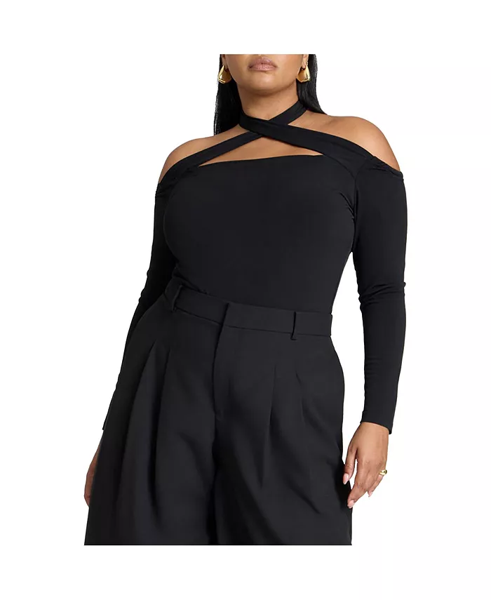 Женский топ с крестообразным вырезом спереди ELOQUII, черный
Женский топ с крестообразным вырезом спереди ELOQUII, черный