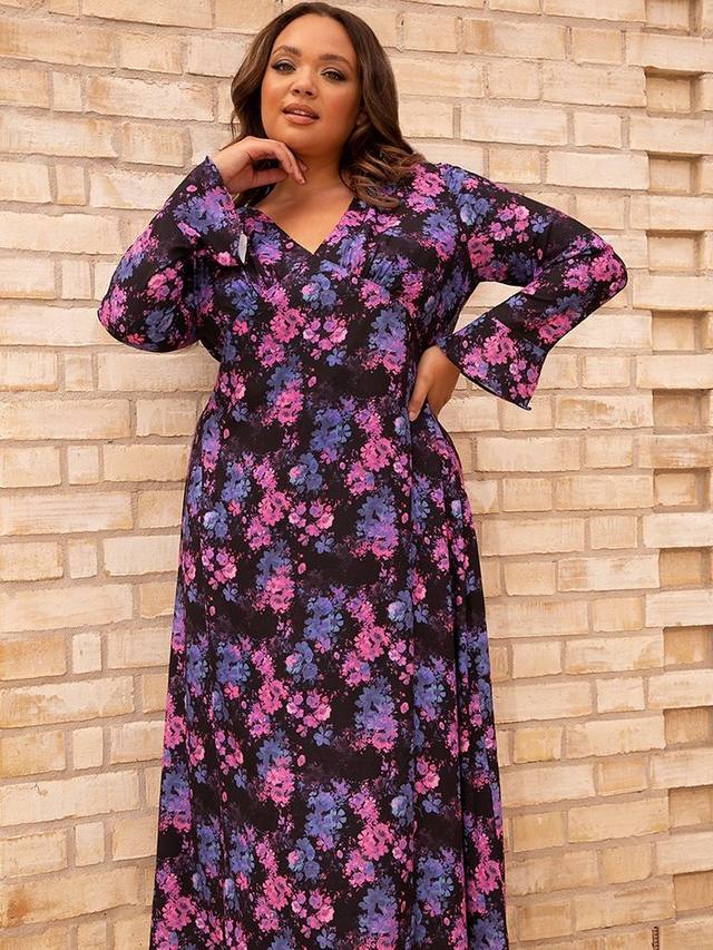 Платье с v-образным вырезом в цветочек Chi Chi London, черный/разноцветный
Платье с v-образным вырезом в цветочек Chi Chi London, черный/разноцветный