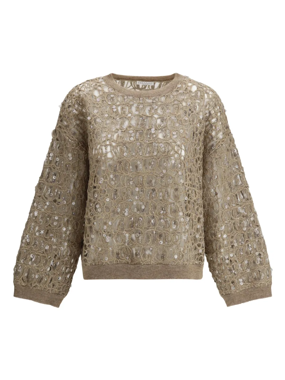 Свитер рыхлой вязки с пайетками Brunello Cucinelli, нейтральный
Свитер рыхлой вязки с пайетками Brunello Cucinelli, нейтральный