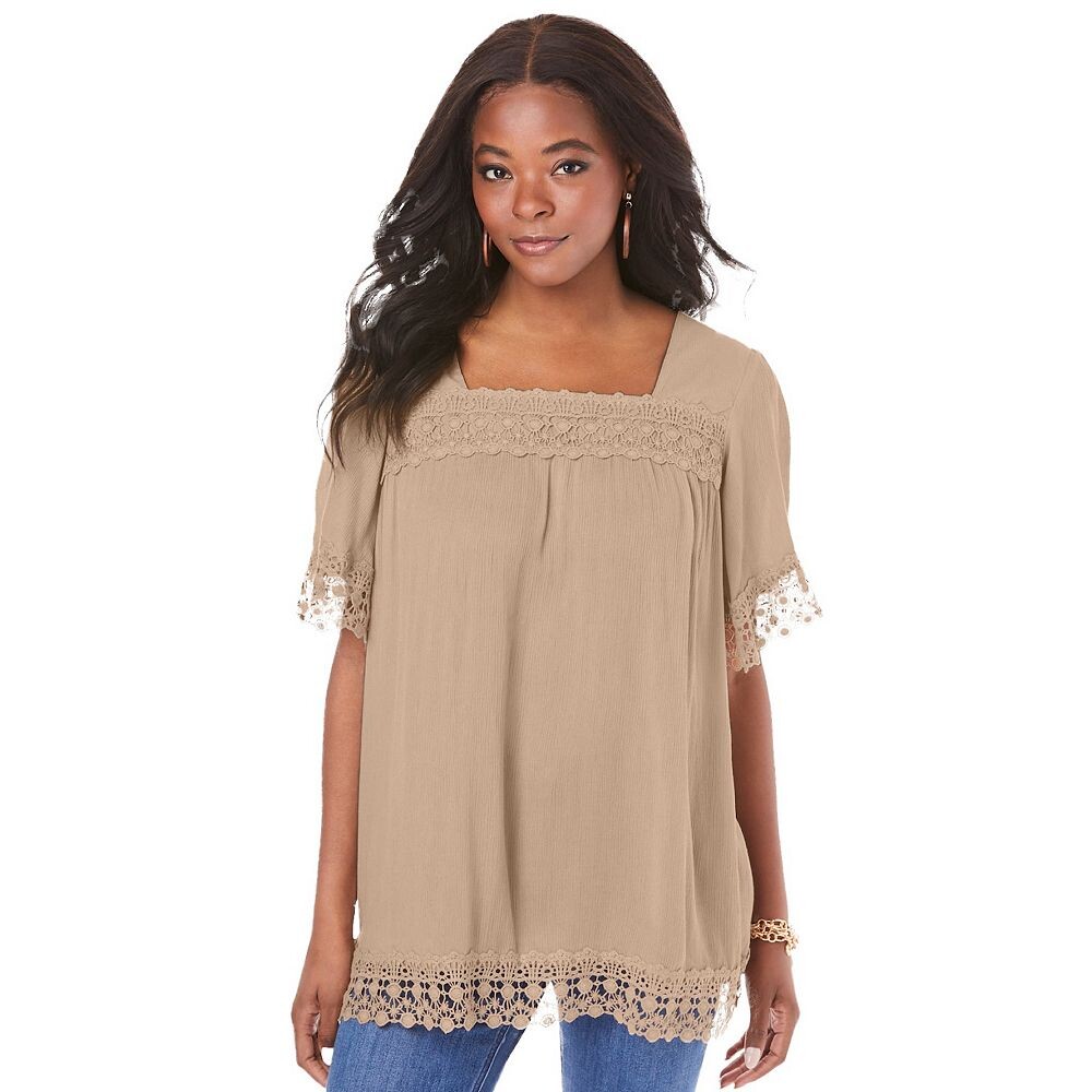 Женский кружевной жатый топ Roaman больших размеров с вышивкой Roaman's, цвет New Khaki
Женский кружевной жатый топ Roaman больших размеров с вышивкой Roaman's, цвет New Khaki