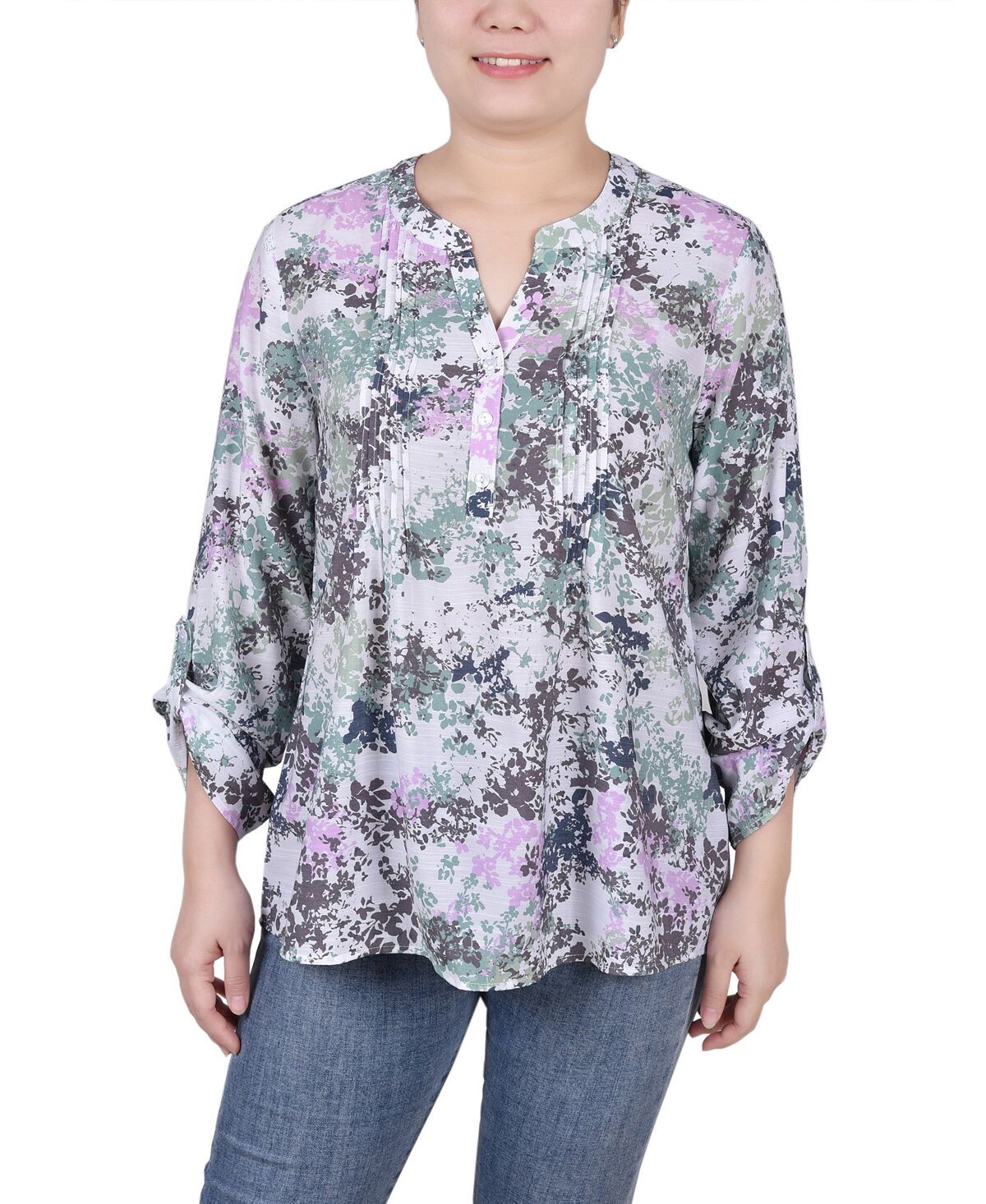 Блуза Petite с длинными рукавами-рулонами и защипами спереди NY Collection
Блуза Petite с длинными рукавами-рулонами и защипами спереди NY Collection