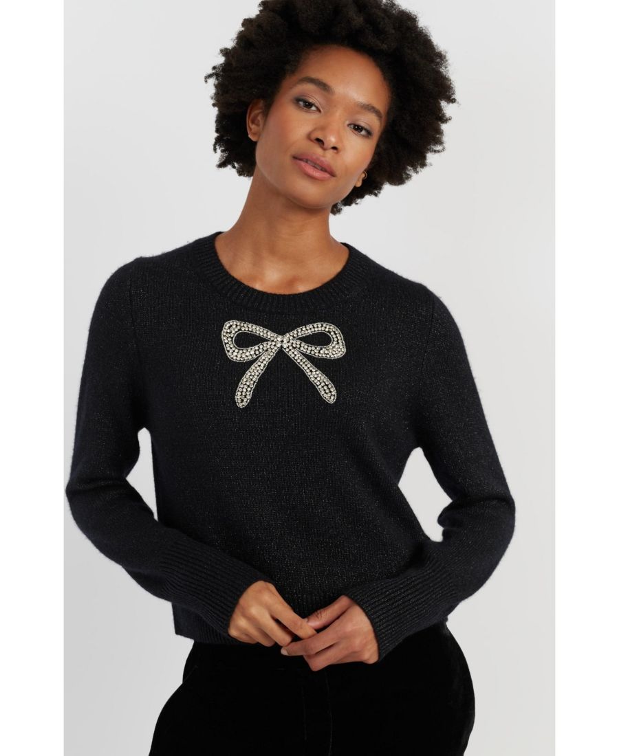 Женский свитер Laura Whitmore с бантом, украшенным стразами Chinti & Parker, Black
Женский свитер Laura Whitmore с бантом, украшенным стразами Chinti & Parker, Black
