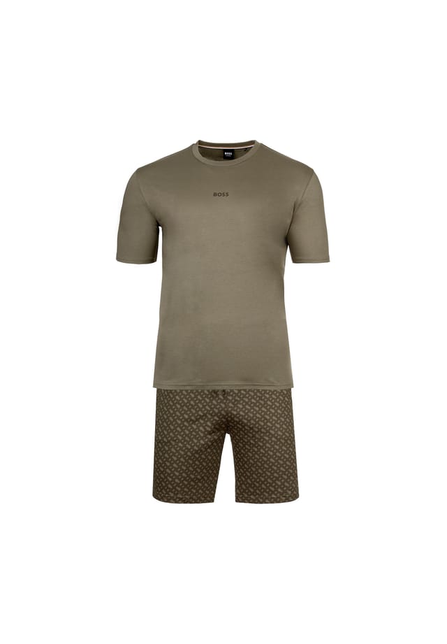 Короткая пижама - комплект из двух частей шорты хлопок Boss, зеленый
Короткая пижама - комплект из двух частей шорты хлопок Boss, зеленый