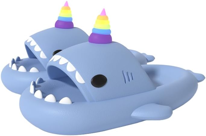 Тапочки Zureto Unicorn Shark с подсветкой, забавные тапочки-единорог и акула для женщин, летние, с толстой подошвой, материал EVA, для пар, синий
Тапочки Zureto Unicorn Shark с подсветкой, забавные тапочки-единорог и акула для женщин, летние, с толстой подошвой, материал EVA, для пар, синий
