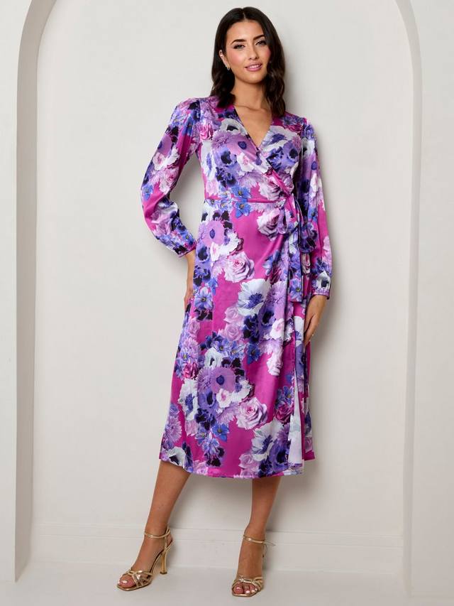 Платье-раппорт с запахом для полных с цветочным принтом Chi Chi London, Purple
Платье-раппорт с запахом для полных с цветочным принтом Chi Chi London, Purple