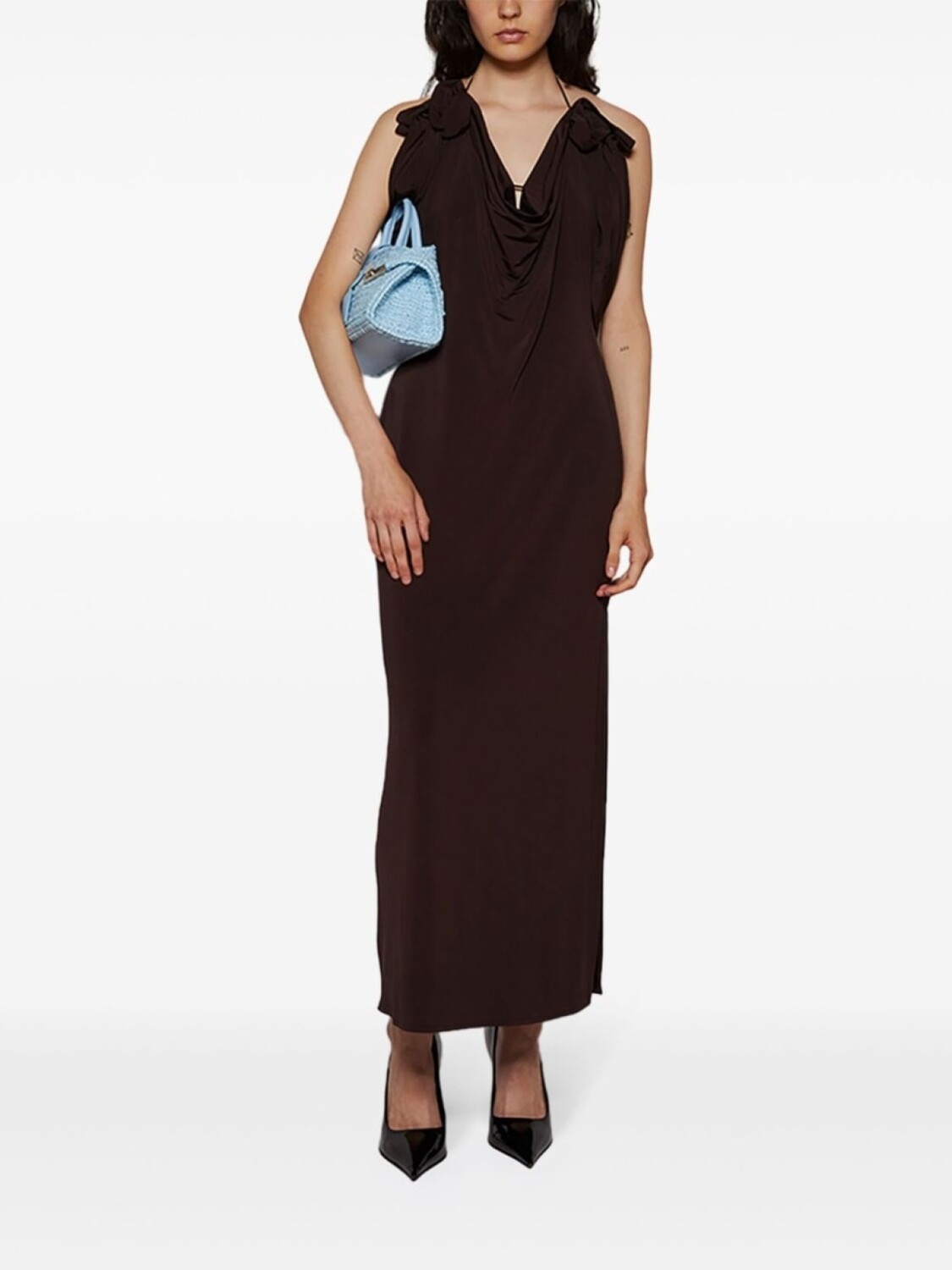 Magda Butrym платье с воротником-хомутиком, коричневый
Magda Butrym платье с воротником-хомутиком, коричневый
