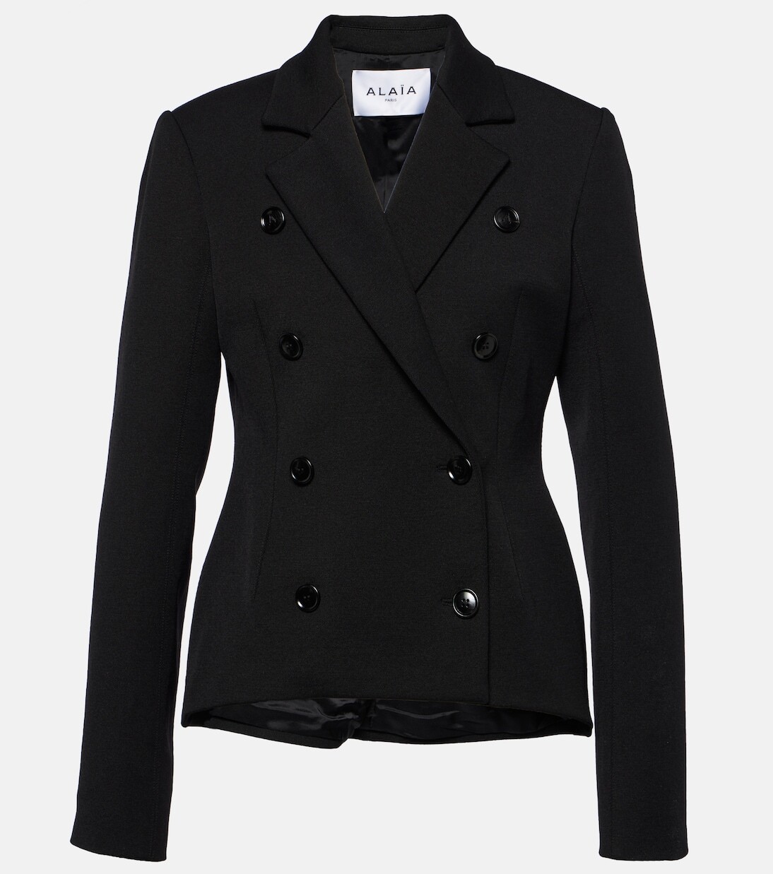 Двубортный пиджак из смесовой шерсти Alaïa, черный
Двубортный пиджак из смесовой шерсти Alaïa, черный