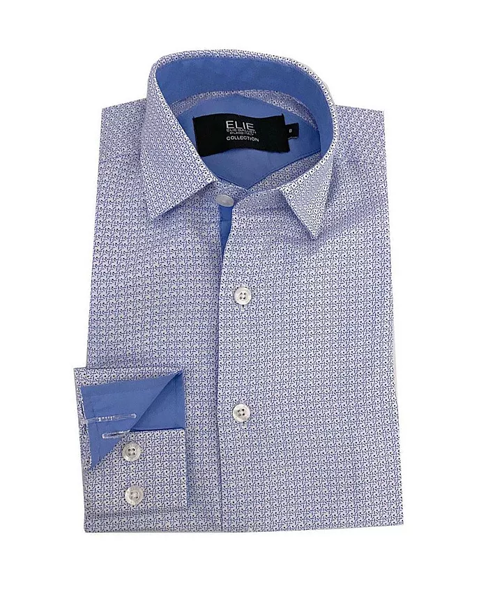 Голубая приталенная рубашка с принтом для мальчиков Little Boys Elie Balleh, синий 
Голубая приталенная рубашка с принтом для мальчиков Little Boys Elie Balleh, синий