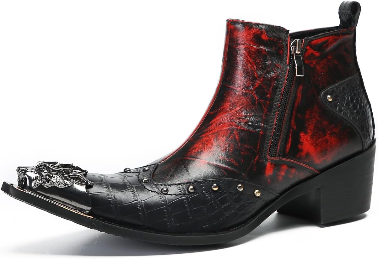 Мужские повседневные ботинки Chelsea Santimon - настоящая кожа, западные ботинки до щиколотки с металлическим квадратным носком и украшенной молнией для бальных танцев, баров, диско и вечеринок, красный
Мужские повседневные ботинки Chelsea Santimon - настоящая кожа, западные ботинки до щиколотки с металлическим квадратным носком и украшенной молнией для бальных танцев, баров, диско и вечеринок, красный