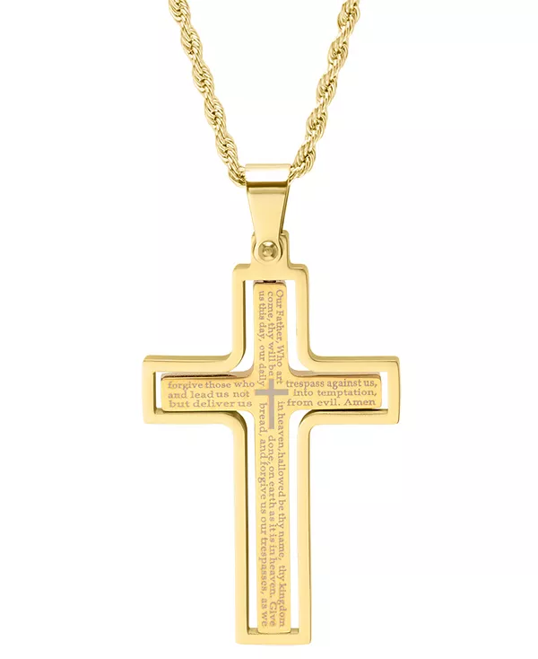 Мужское ожерелье с кулоном в виде креста-пряжки "Отче наш" из двухцветной нержавеющей стали, 24 дюйма Steeltime, gold
Мужское ожерелье с кулоном в виде креста-пряжки "Отче наш" из двухцветной нержавеющей стали, 24 дюйма Steeltime, gold