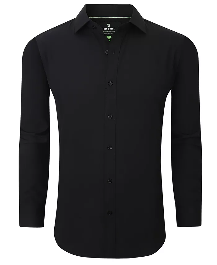 Мужская классическая рубашка Slim Fit из эластичной ткани Tom Baine, черный 
Мужская классическая рубашка Slim Fit из эластичной ткани Tom Baine, черный