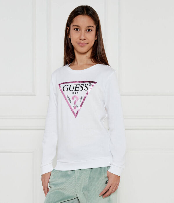 Лонгслив для девочек Guess хлопковый, белый
Лонгслив для девочек Guess хлопковый, белый