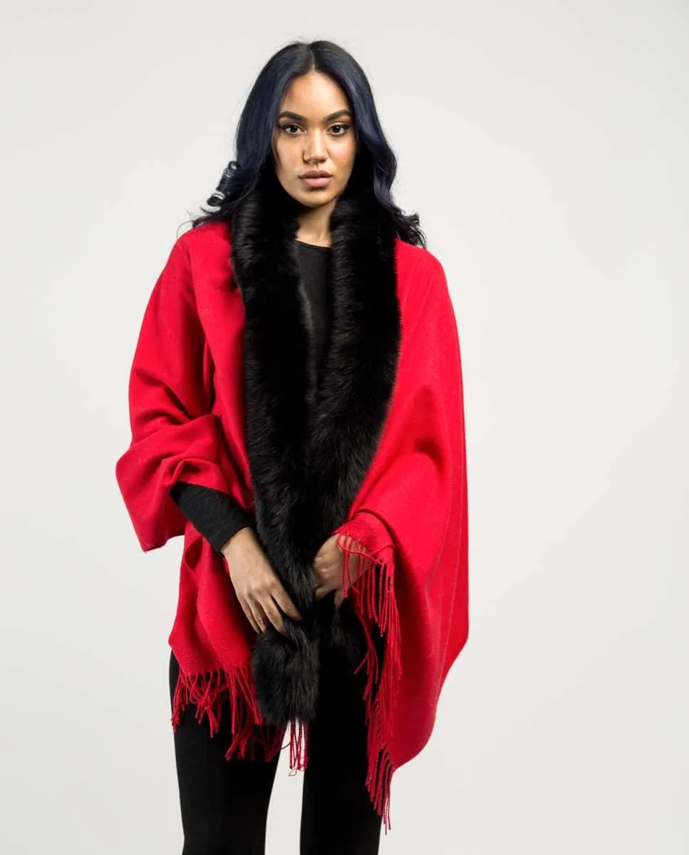 Женская шершавая накидка с лисьим воротником De la Roca, черный/красный
Женская шершавая накидка с лисьим воротником De la Roca, черный/красный