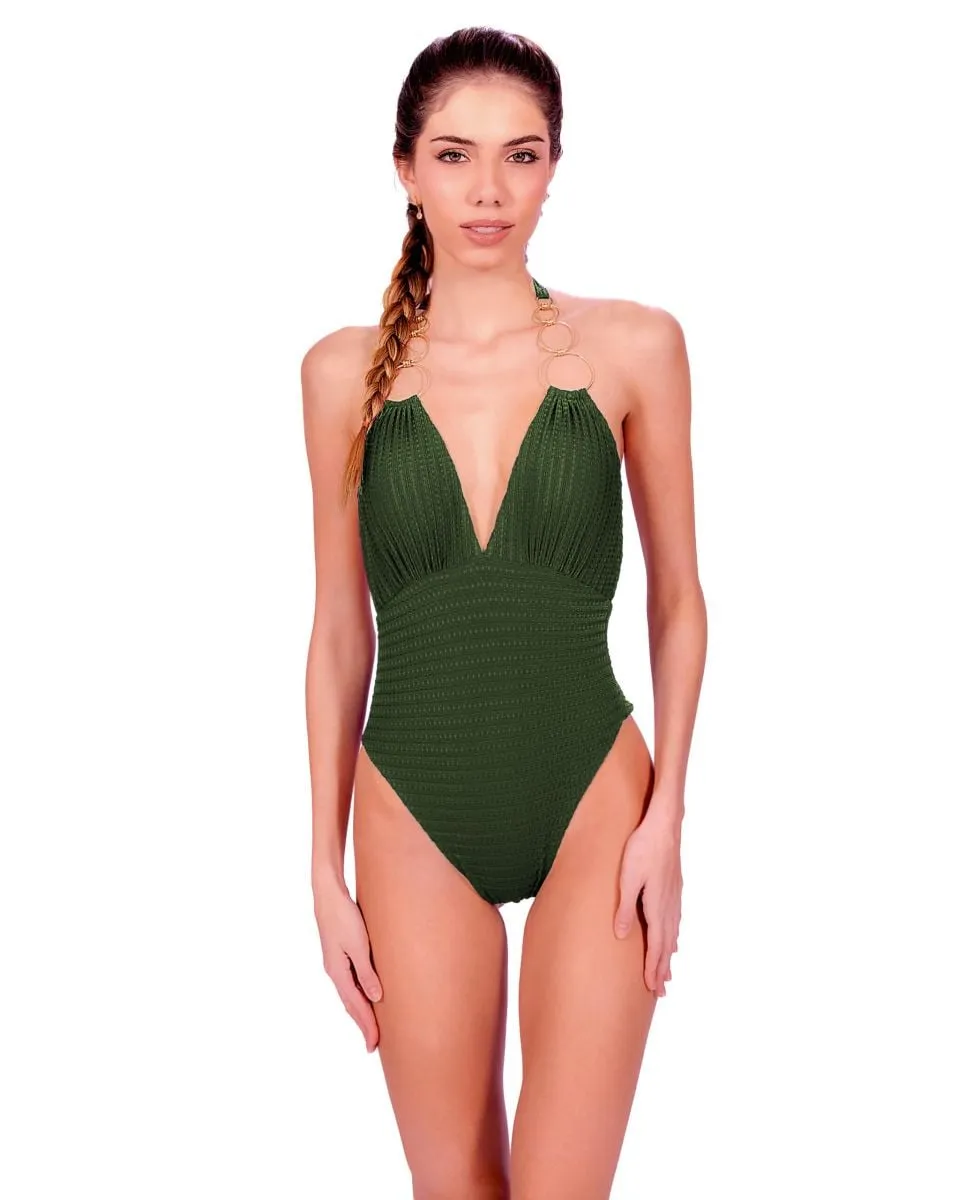 Женский однотонный купальник с V-образным вырезом и подкладкой Despi, зеленый
Женский однотонный купальник с V-образным вырезом и подкладкой Despi, зеленый