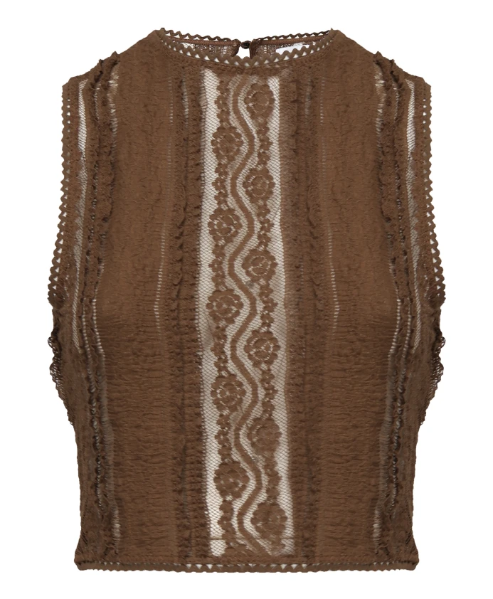 Хлопковый сетчатый топ без рукавов коричневого цвета Charo Ruiz Ibiza, коричневый
Хлопковый сетчатый топ без рукавов коричневого цвета Charo Ruiz Ibiza, коричневый