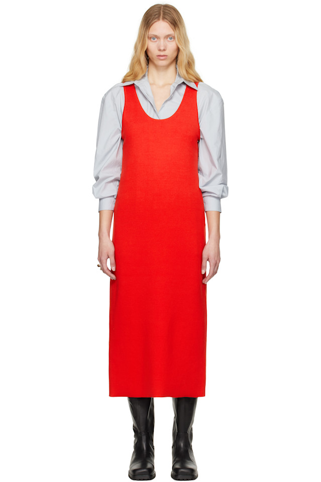 Хлопковый шелковый эластичный трикотажный миди-платье Auralee, красный
Хлопковый шелковый эластичный трикотажный миди-платье Auralee, красный