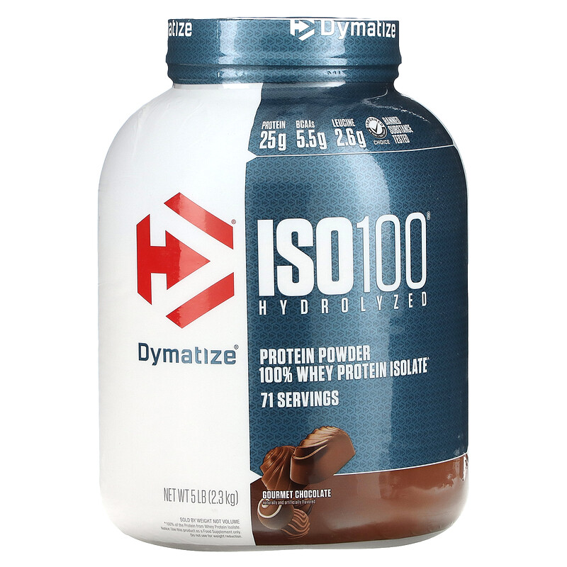 Dymatize, ISO100, гидролизованный, 100% изолят сывороточного протеина, шоколад для гурманов, 2,3 кг (5 фунтов) 
Dymatize, ISO100, гидролизованный, 100% изолят сывороточного протеина, шоколад для гурманов, 2,3 кг (5 фунтов)