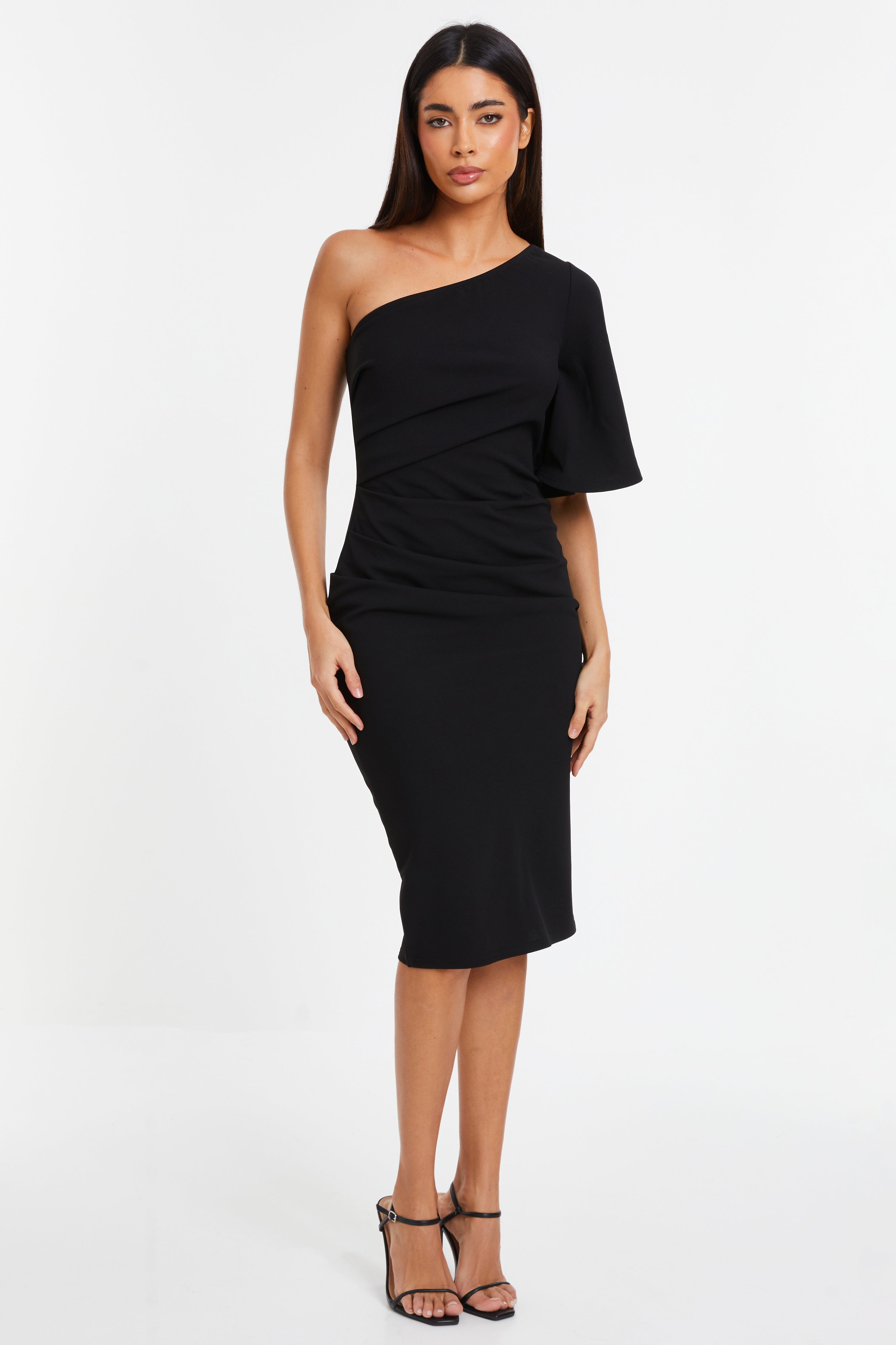 Женское платье миди с одним плечом из крепа Scuba Quiz, черный
Женское платье миди с одним плечом из крепа Scuba Quiz, черный