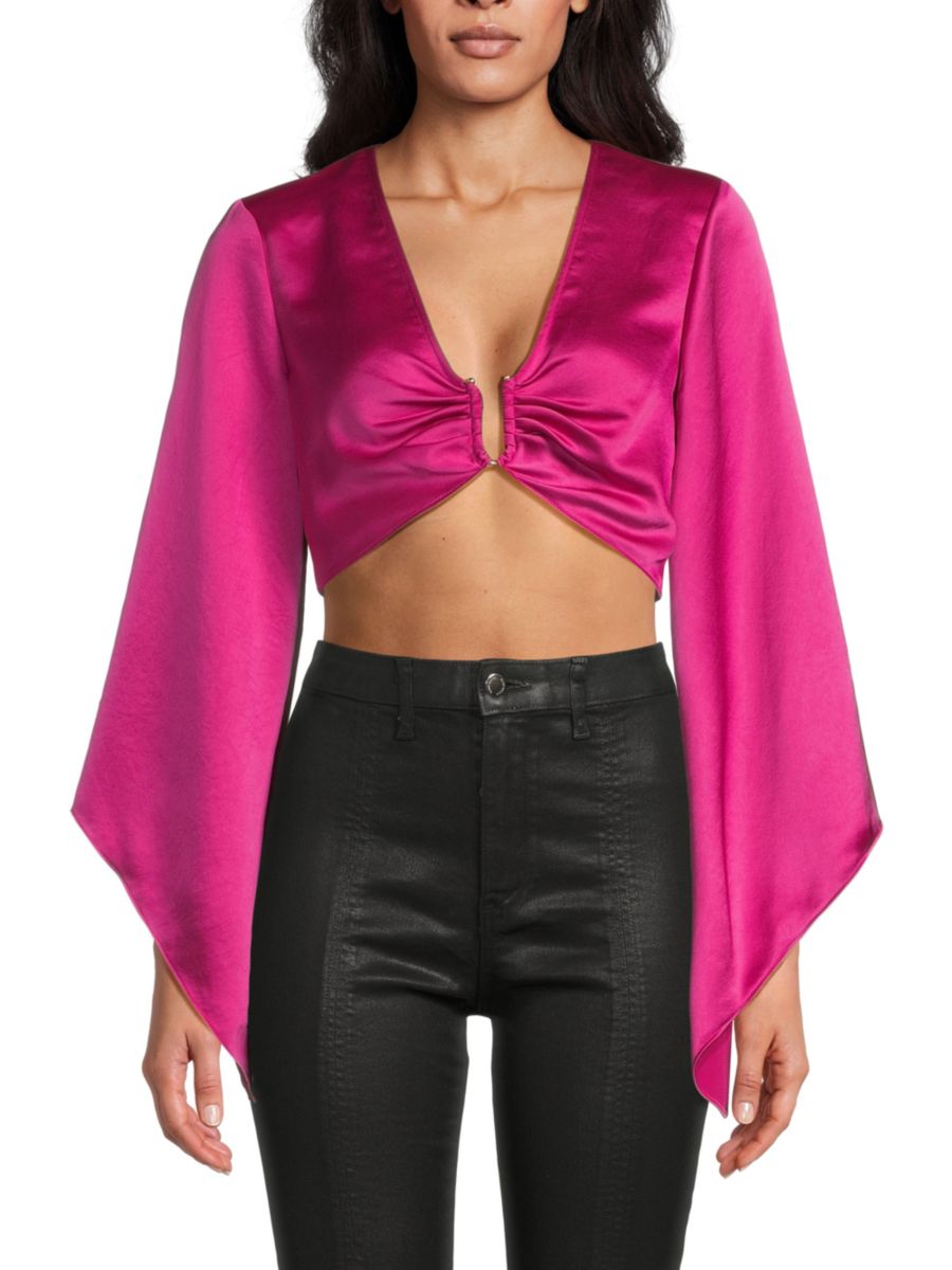 Укороченный атласный топ с кольцом спереди Ramy Brook, цвет Wild Rose
Укороченный атласный топ с кольцом спереди Ramy Brook, цвет Wild Rose