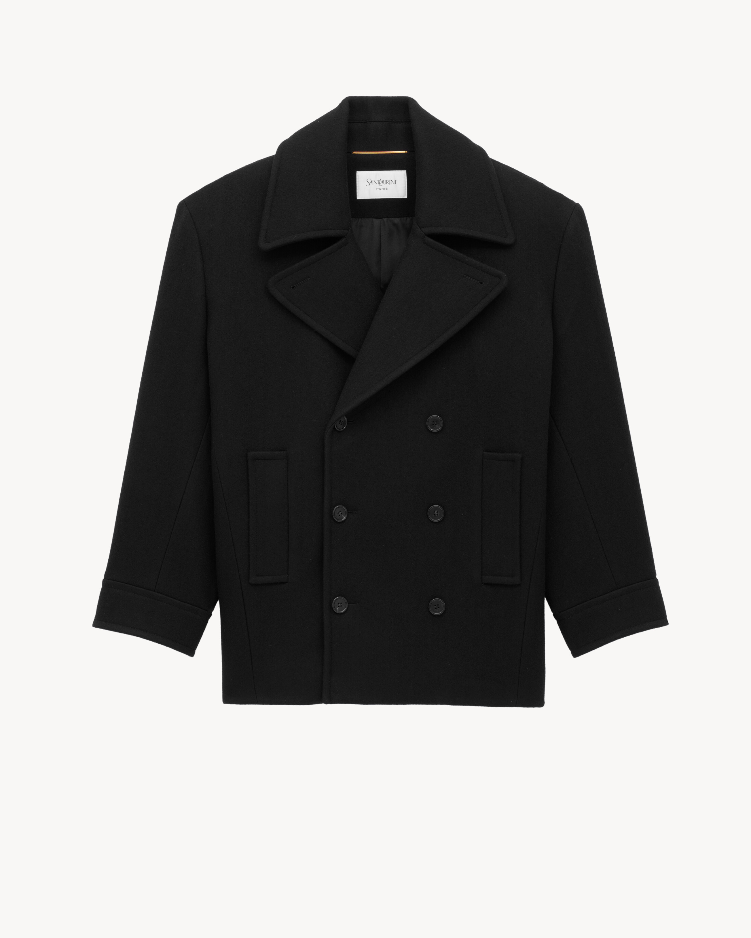 Объемное шерстяное пальто-пиджак Saint Laurent, черный
Объемное шерстяное пальто-пиджак Saint Laurent, черный