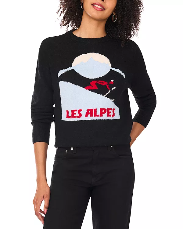 Свитер с круглым вырезом и мотивом Альп Vince Camuto, черный
Свитер с круглым вырезом и мотивом Альп Vince Camuto, черный